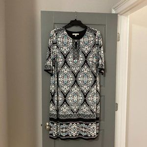 Studio One New York Women Dress Turquoise w/ Black& White Print